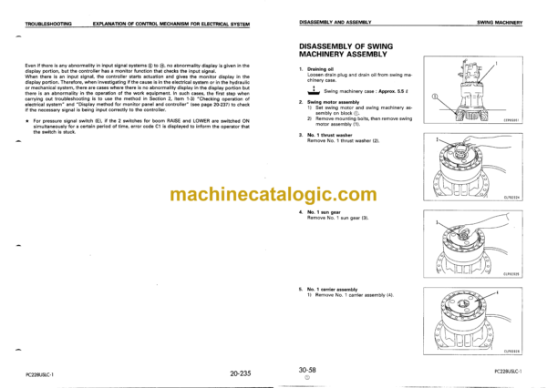 Komatsu PC228US-2 PC228USLC-1, 2 Hydraulic Excavator Shop Manual (SEBM015903)