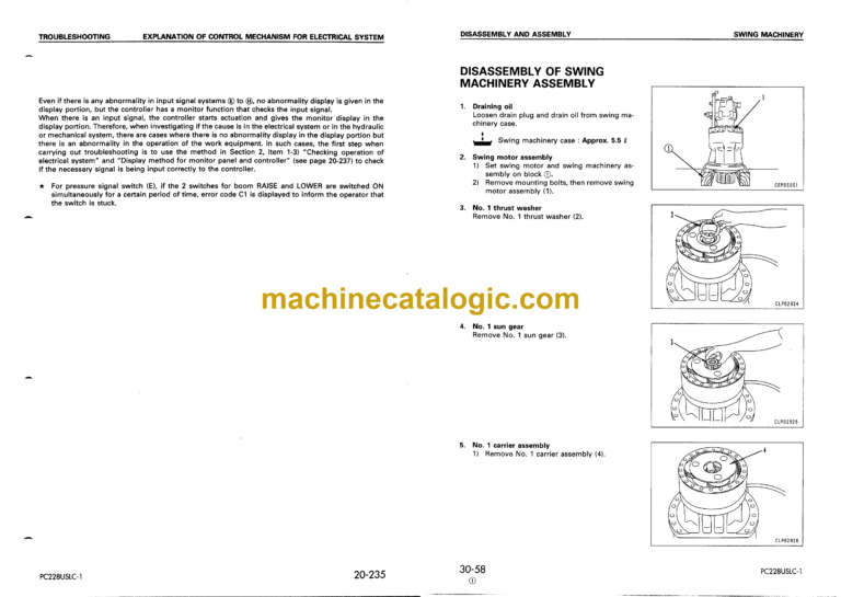 Komatsu PC228US-2 PC228USLC-1, 2 Hydraulic Excavator Shop Manual (SEBM015903)