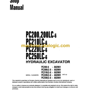 Komatsu PC200 PC200LC-6 PC210LC-6 PC220LC-6 PC250LC-6 Hydraulic Excavator Shop Manual (CEBM000102)