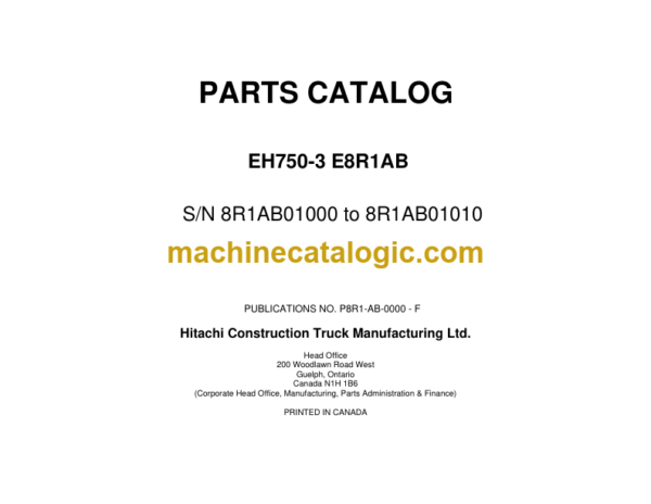 Hitachi EH750-3 8R1AB Parts Catalog (P8R1-AB-0000-F)