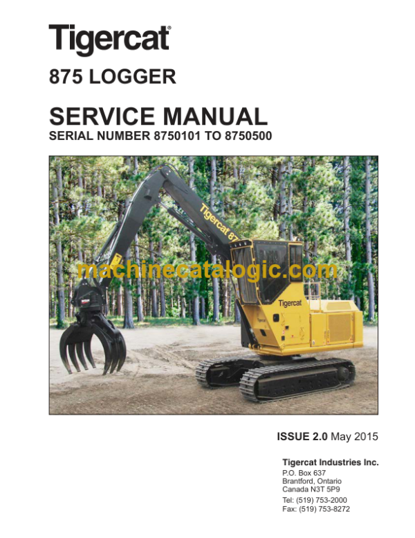 Tigercat 875 Logger Service Manual (8750101 - 8752000) (41269AENG)