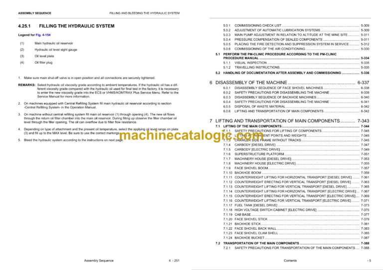 Komatsu PC5500-6 Hydraulic Mining Shovel Assembly Manual (AM15100up-EN-2)