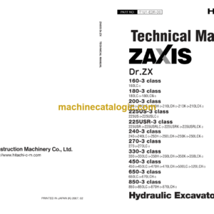 Hitachi DR Zaxis Hydraulic Excavator Technical Manual