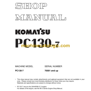 Komatsu PC130-7 Hydraulic Excavator Shop Manual (SEBM036303)