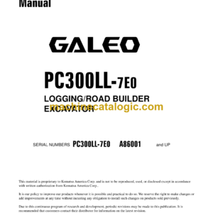 Komatsu PC300LL-7E0 Galeo Logginroad Builder Excavator Shop Manual (CEBM017800)