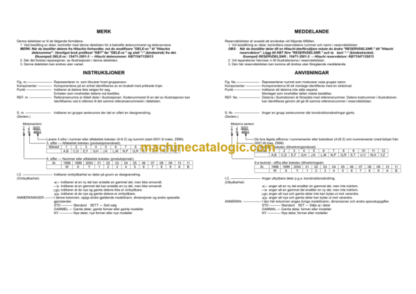 Hitachi D1105-BH-HCM-8 Engine Parts Catalog