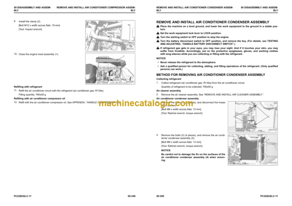 Komatsu PC228USLC-11 Hydraulic Excavator Shop Manual (EENBM00103)