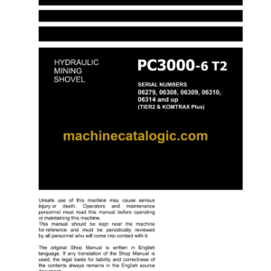 Komatsu PC3000-6 T2 Hydraulic Excavator Shop Manual (06279-xD-GB-1)