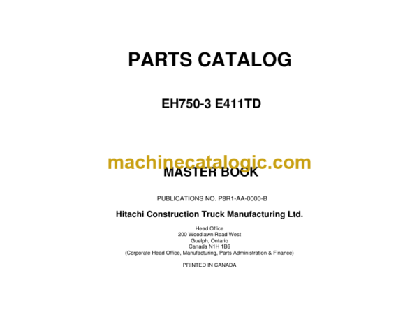 Hitachi EH750-3 E411TD 8R1AA Parts Catalog