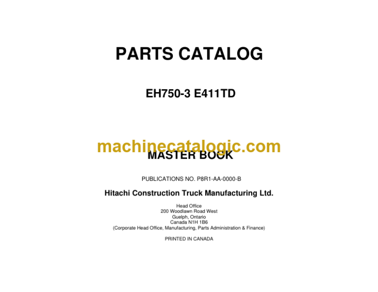 Hitachi EH750-3 E411TD 8R1AA Parts Catalog