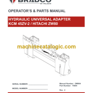 Bradco by Paladin 45ZV-2 ZW80 Paladin Hydraulic Universal Coupler Operator's & Parts Manual