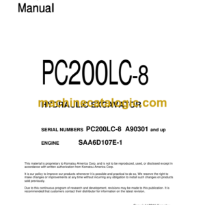 Komatsu PC200LC-8 Hydraulic Excavator Shop Manual (CEBM025500)