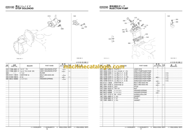 Hitachi D1105-EB-HCM-12 Engine Parts Catalog