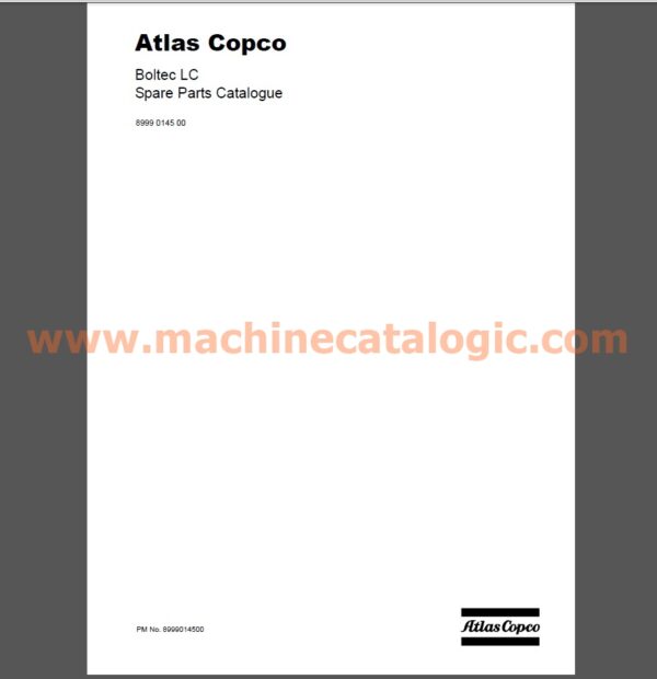 Atlas Copco BOLTEC LC Spare Parts Catalogue (PM No. 8999014500)