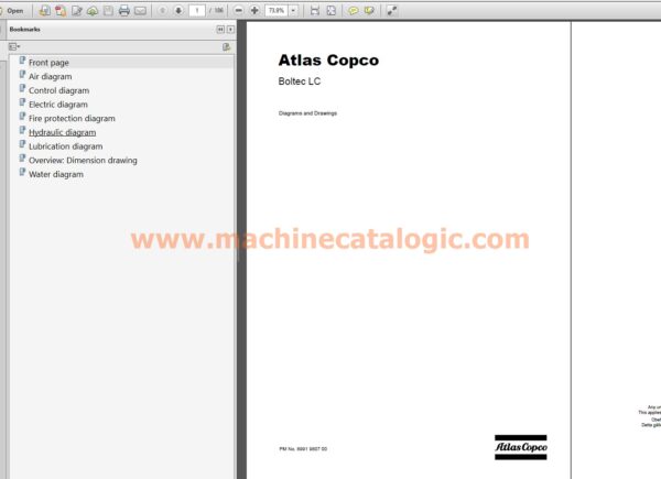 Atlas Copco Boltec LC Diagrams and Drawings (PM No. 8991980700)