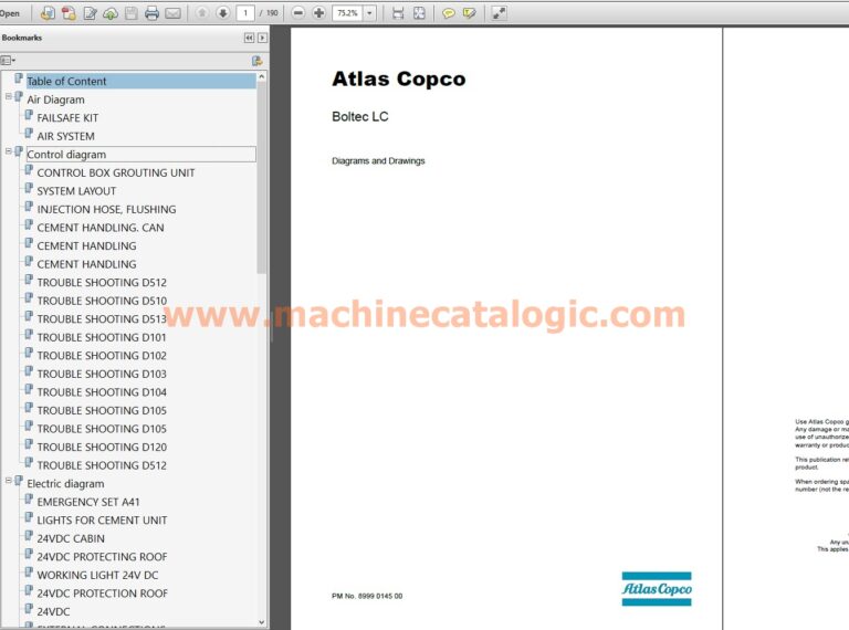 Atlas Copco Boltec LC Diagrams and Drawings (PM No. 8999014500)