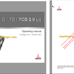 Hitachi DEUTZ D, TD, TCD 2.9 L4 Engine and Workshop Manual