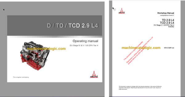 Hitachi DEUTZ D, TD, TCD 2.9 L4 Engine and Workshop Manual