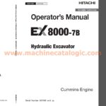 Hitachi EX8000-7B Cummins Engine Hydraulic Excavator Operator's Manual