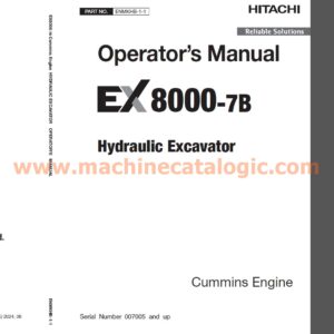 Hitachi EX8000-7B Cummins Engine Hydraulic Excavator Operator's Manual