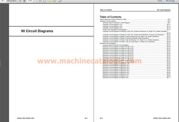 Komatsu HD465-10E0, HD605-10E0 TRUCK Shop Manual Index