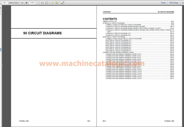 Komatsu PC500LC-10R Excavator Shop Manual Index