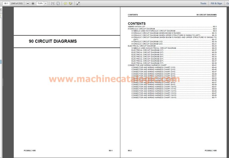 Komatsu PC500LC-10R Excavator Shop Manual Index