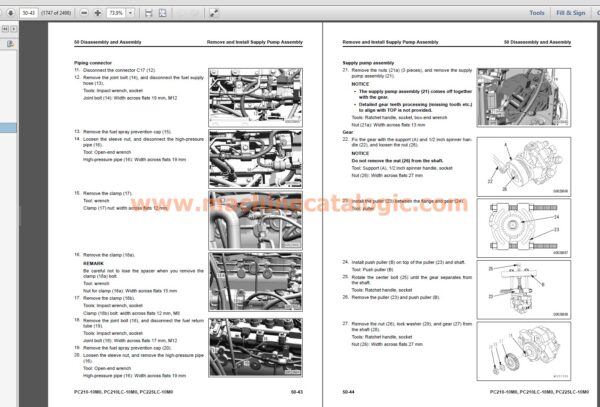 PC210-10M0, PC210LC-10M0, PC225LC-10M0 Hydraulic Excavator Shop Manual Index