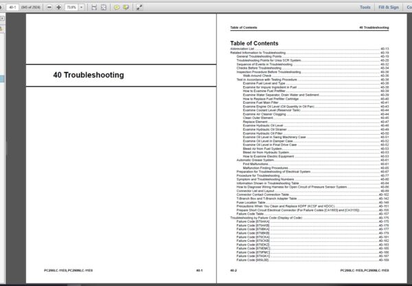 PC290-11E0, PC290LC-11E0, PC290NLC-11E0 Manual Index