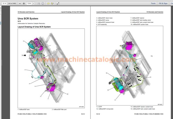 Komatsu PC490-11E0, PC490LC-11E0, PC490HRD-11E0 Hydraulic Excavator Shop Manual Index