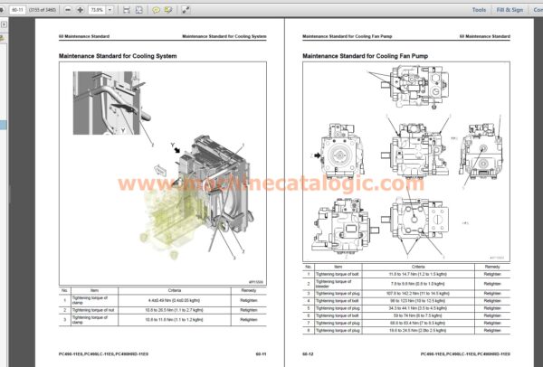 Komatsu PC490-11E0, PC490LC-11E0, PC490HRD-11E0 Hydraulic Excavator Shop Manual Index