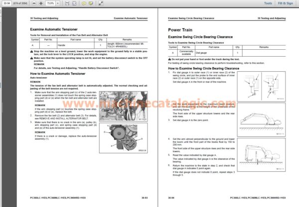 Komatsu PC360LC-11E0, PC360NLC-11E0, PC390HRD-11E0 Hydraulic Excavator Shop Manual Index