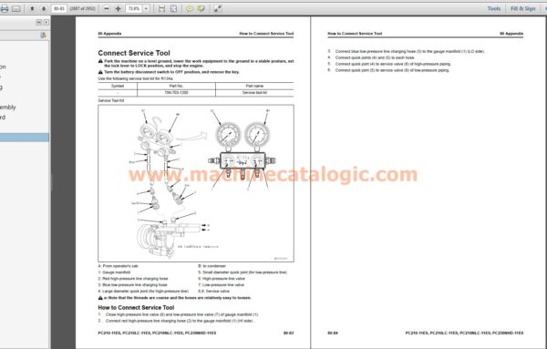 Komatsu PC210-11E0, PC210LC-11E0, PC210NLC-11E0, PC230NHD-11E0 Hydraulic Excavator Shop Manual Index