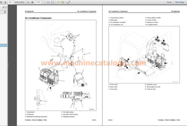 Komatsu PC240LC-11E0, PC240NLC-11E0 Hydraulic Excavator Shop Manual Index