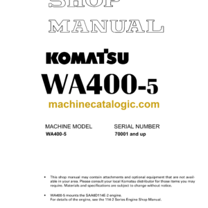 Komatsu WA400-5 Wheel Loader Shop Manual (SEBM028005)