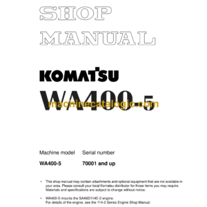 Komatsu WA400-5 Wheel Loader Shop Manual (SEBM028007)