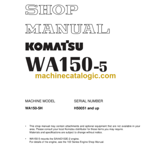 Komatsu WA150-5 Wheel Loader Shop Manual (VEBM934100)