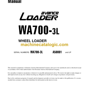 Komatsu WA700-3L Avance Loader Wheel Loader Shop Manual (CEBM004402)