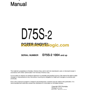 Komatsu D75S-2 Dozer Shovel Shop Manual (D75S2BE2)