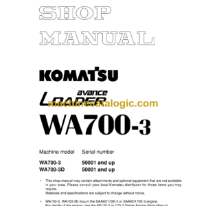 Komatsu WA700-3 Wheel Loader Shop Manual (SEBM013316)