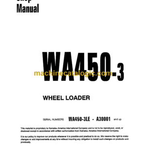 Komatsu WA450-3 Wheel Loader Shop Manual (CEBM000401)