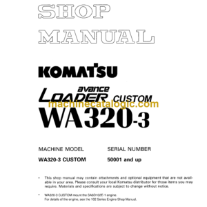 Komatsu WA320-3 Avance Loader Wheel Loader Shop Manual (SEBM010303)