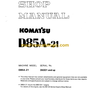 Komatsu D85A-21 Bulldozer Shop Manual (SEBM015C2104)