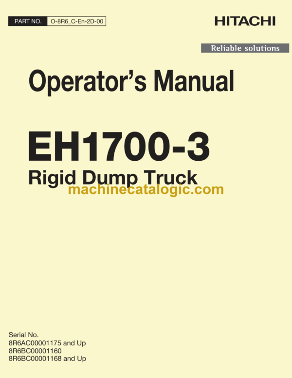 Hitachi EH1700-3 Rigid Dump Truck Operator's Manual