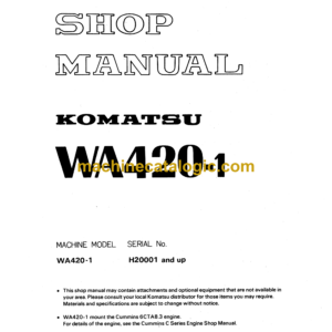 Komatsu WA420-1 Wheel Loader Shop Manual (JEBM000200)