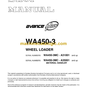 Komatsu WA450-3 Avance Plus Wheel Loader Shop Manual (CEBM003602)