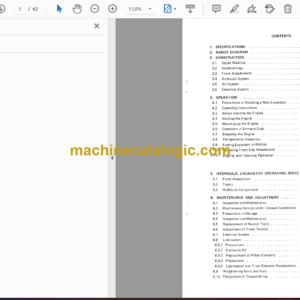 Hitachi UH14 UH14D Hydraulic Excavator Operator’s Manual (EM1292-4)