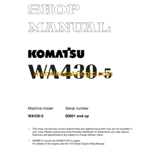 Komatsu WA430-5 Wheel Loader Shop Manual (SEBM025408)