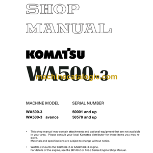 Komatsu WA500-3 Wheel Loader Shop Manual (SEBM009015)