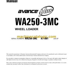 Komatsu WA250-3MC Avance Plus Wheel Loader Shop Manual (CEBM004602)